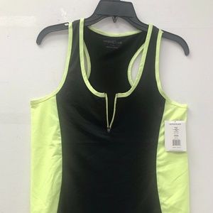 Central Park Activewear Sports Tank Top Black and Neon/LimeHover to zoom